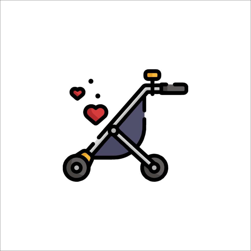 A baby stroller with hearts on it vector