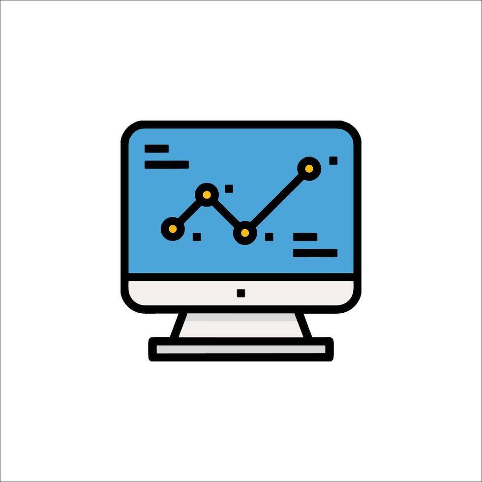 A computer monitor with a graph on it vector