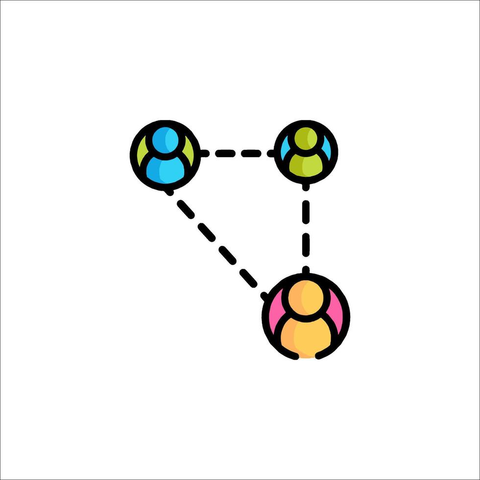 People connected by a line icon vector