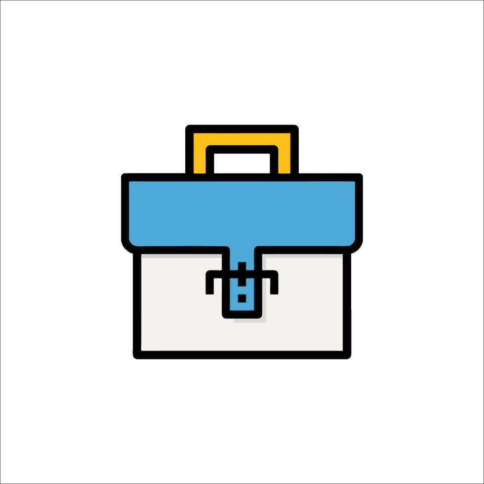 A blue and yellow briefcase icon on a white background vector