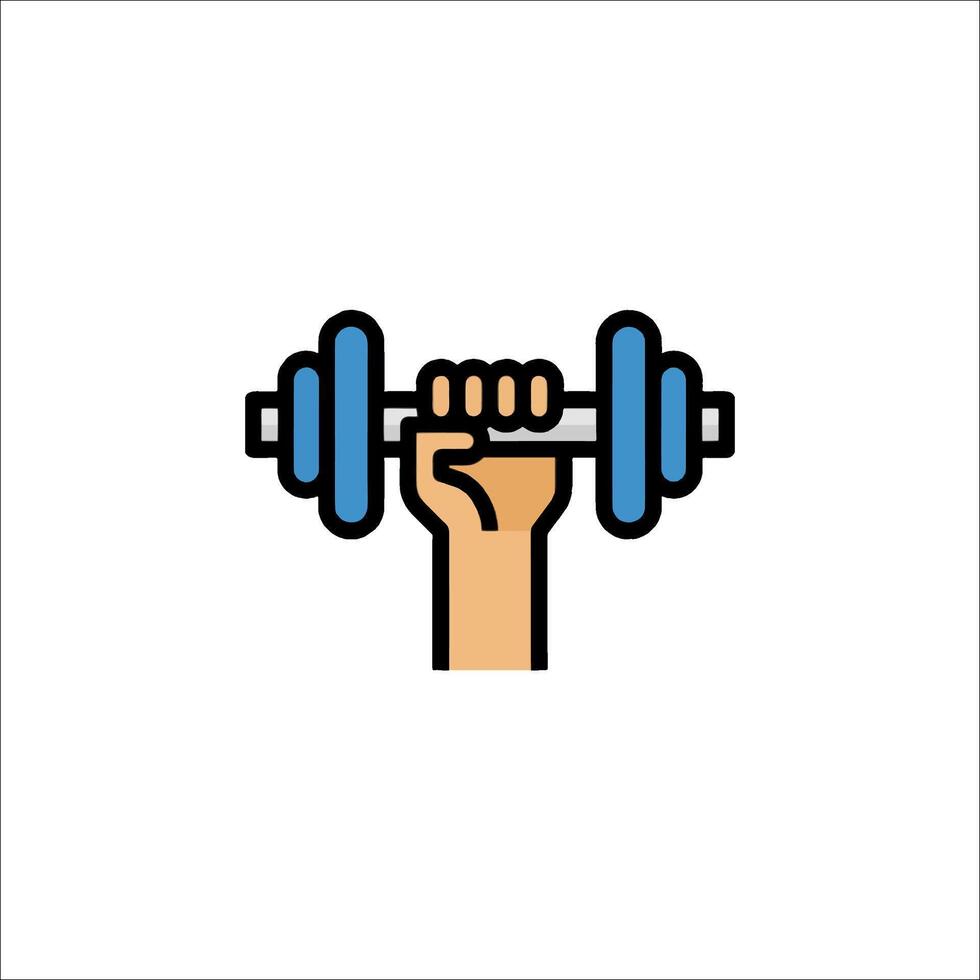 A hand holding a dumbbell icon vector