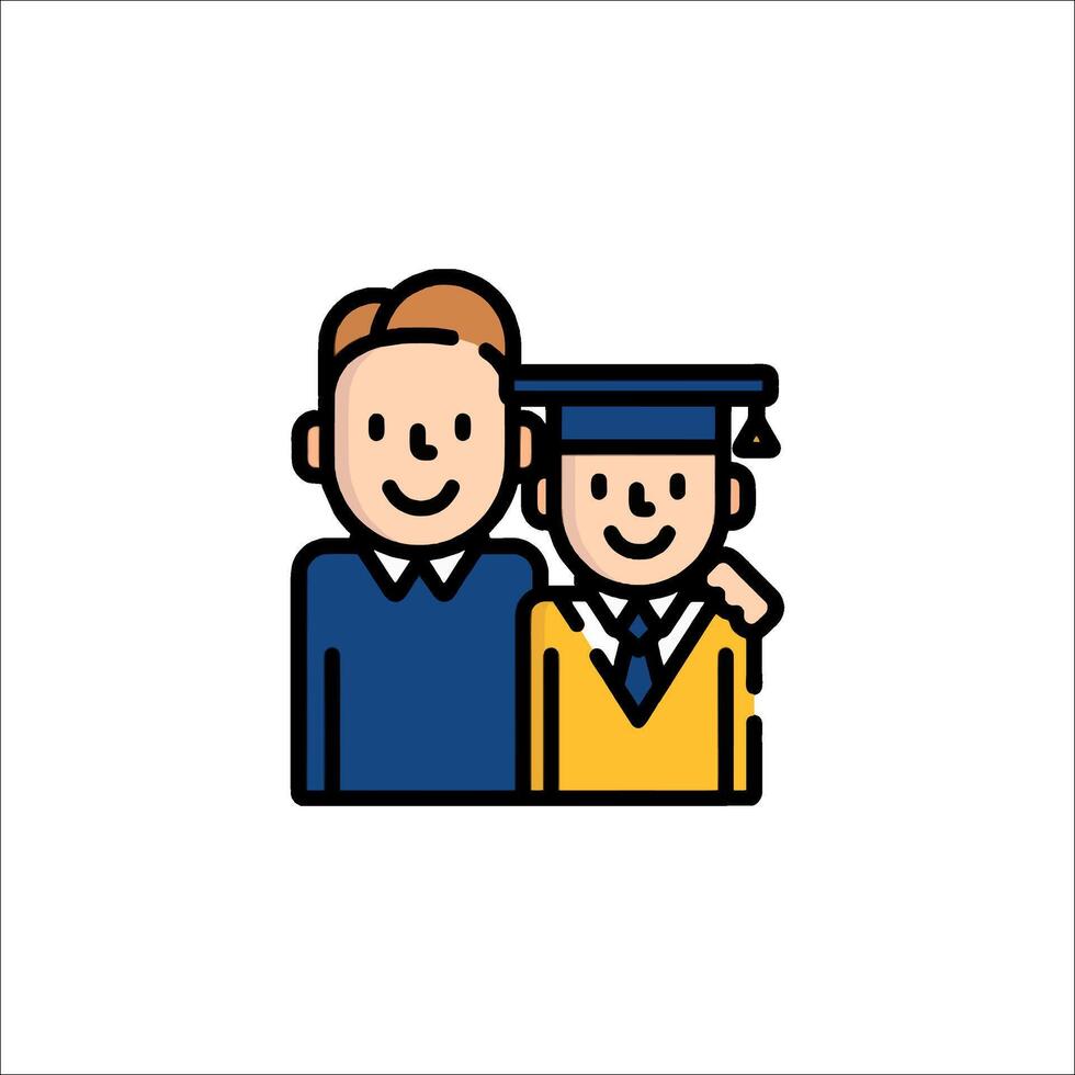 A man and a boy in graduation caps vector