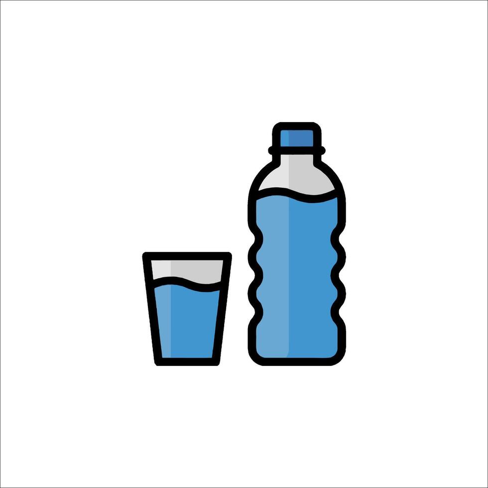 A bottle of water and a glass of water vector