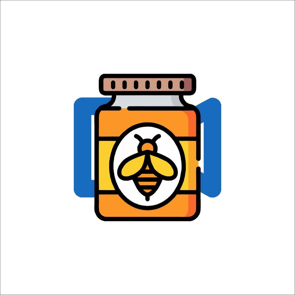 A jar of honey with a bee on it vector