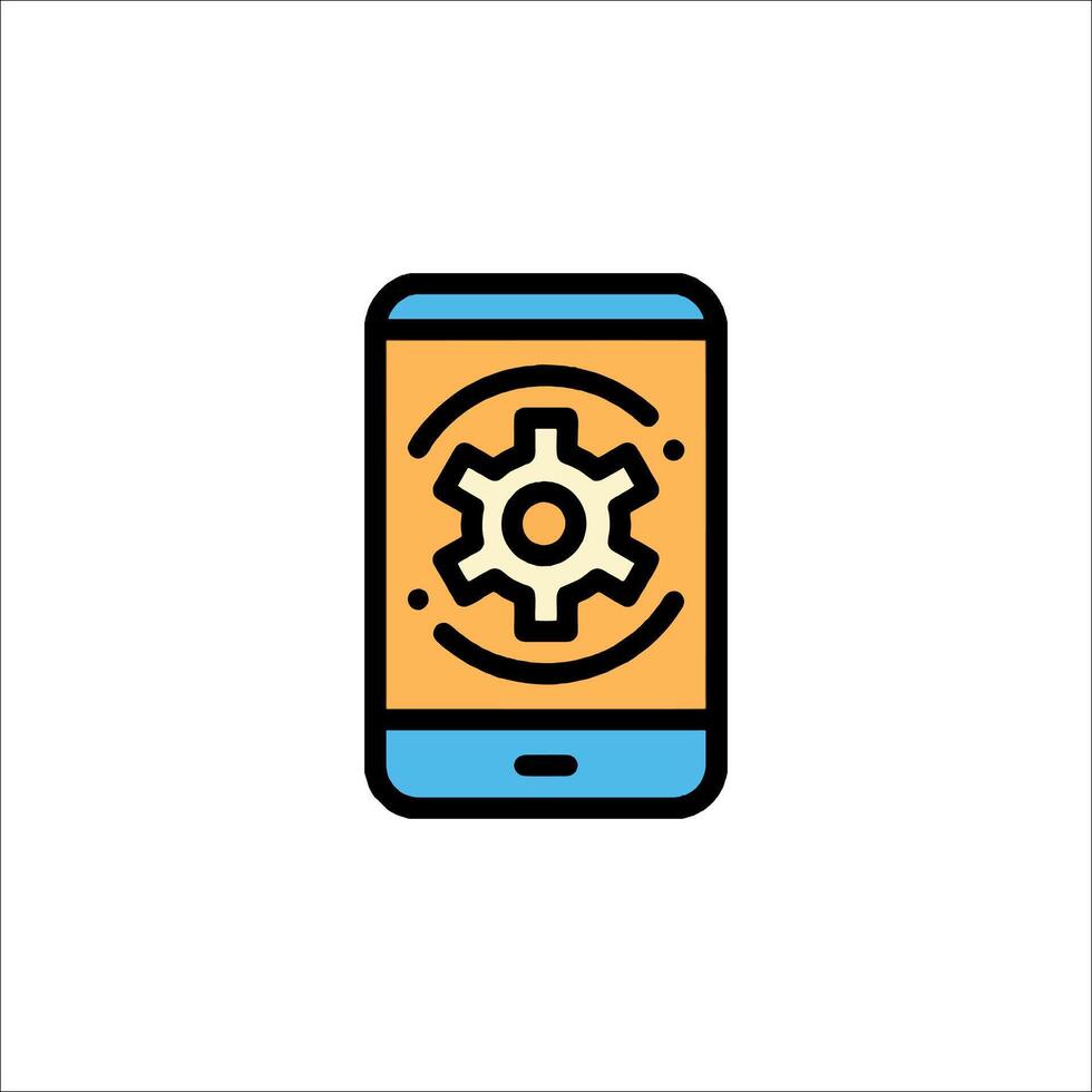 A smartphone with a gear wheel on it vector