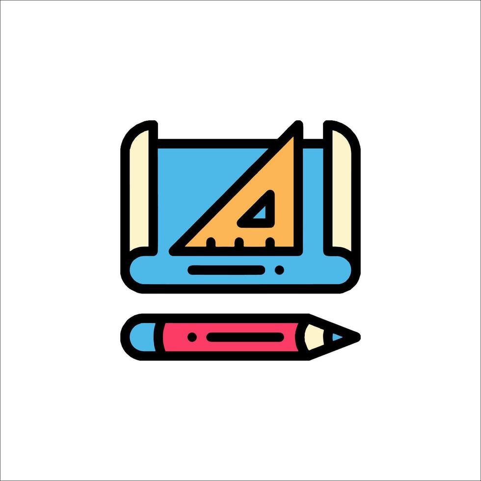A pencil and ruler icon on a white background vector