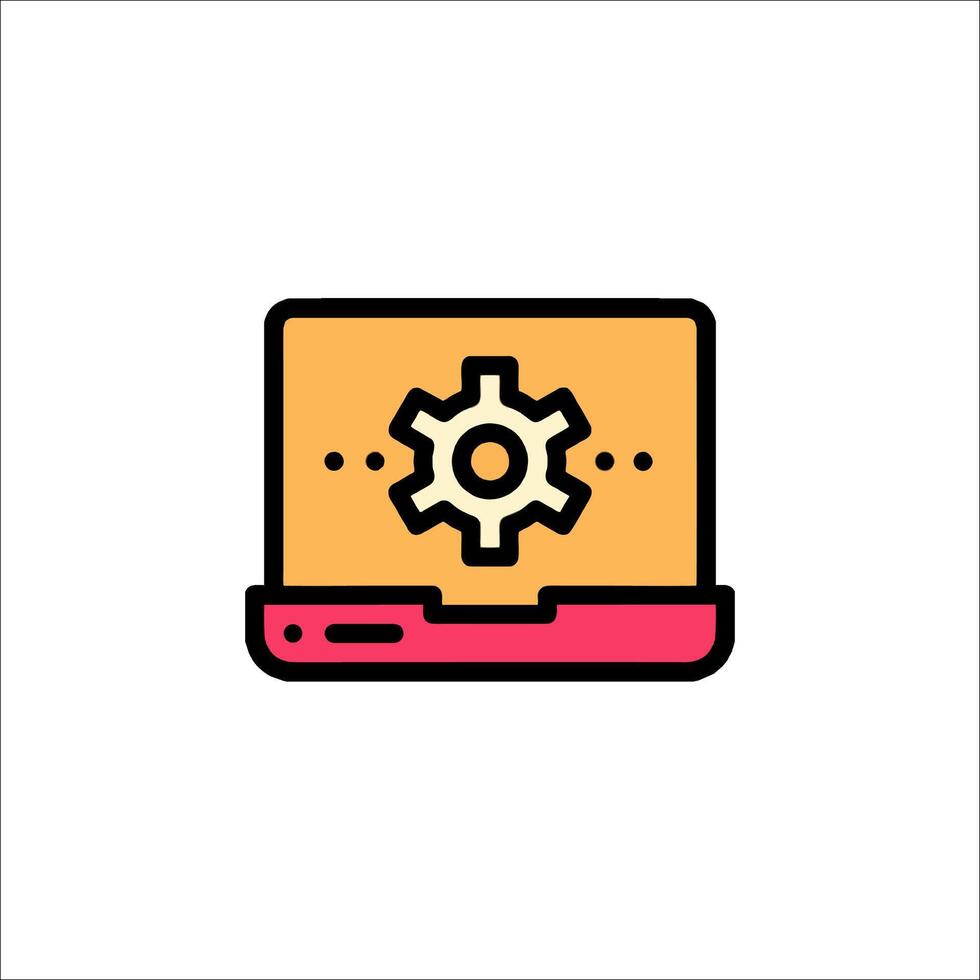 A laptop with gears on it vector