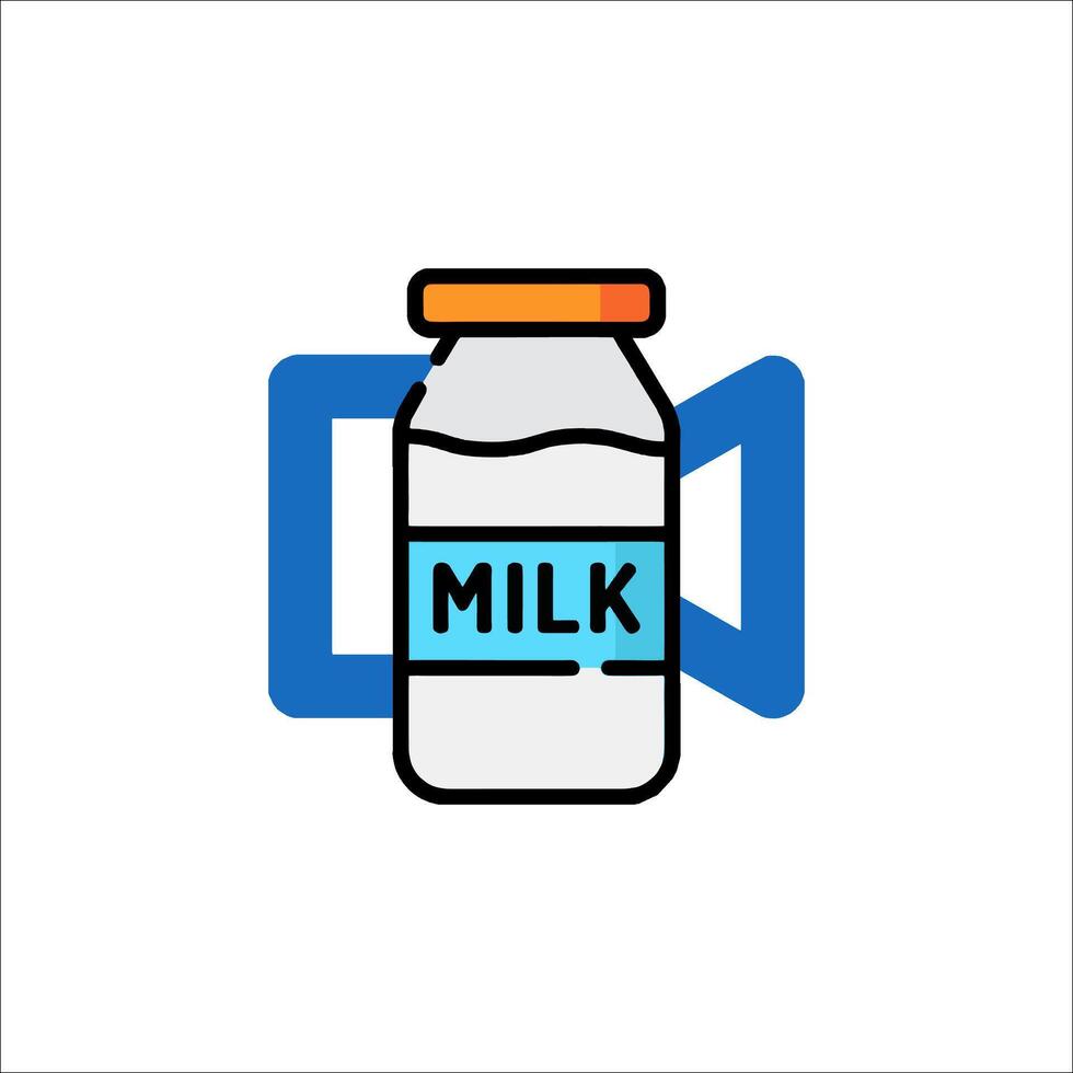 A milk bottle with the word milk in it vector