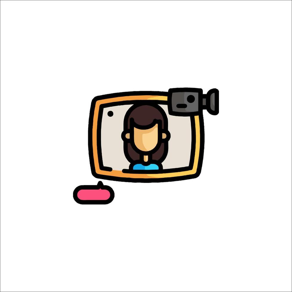 A woman is watching a on a television vector