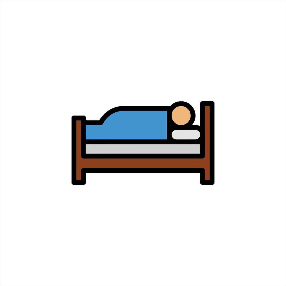 A person sleeping in a bed icon vector