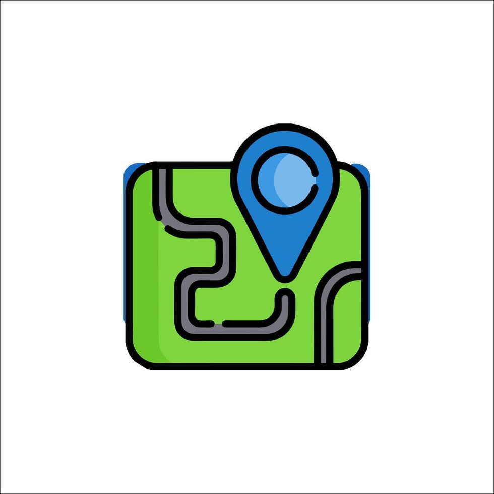 A map icon with a pin pointing to a location vector