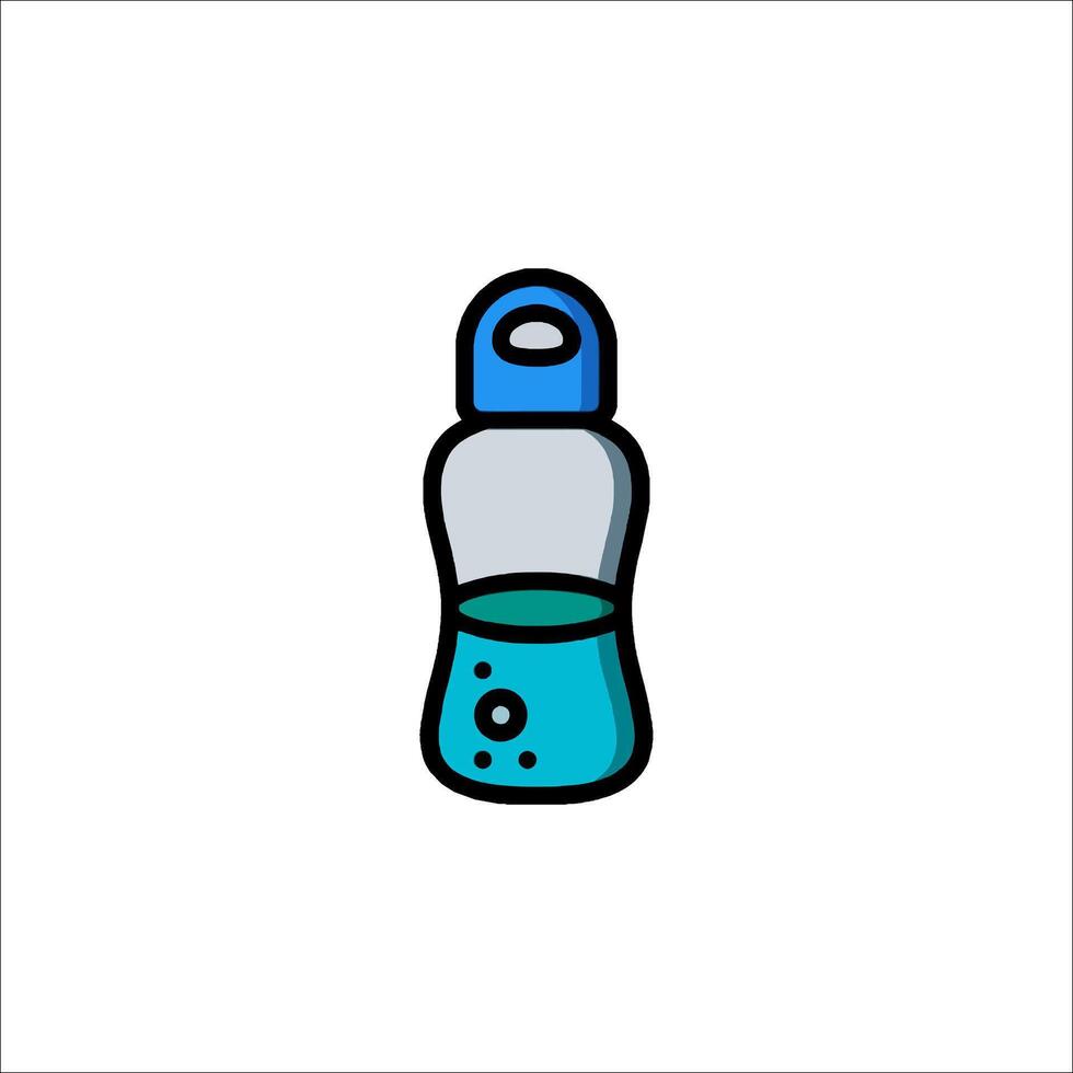 A bottle with water in it is shown in a line drawing vector