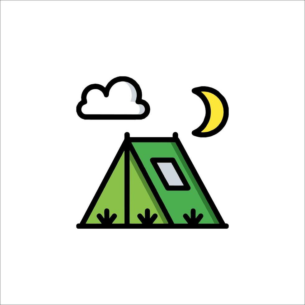 A tent with a moon and clouds vector