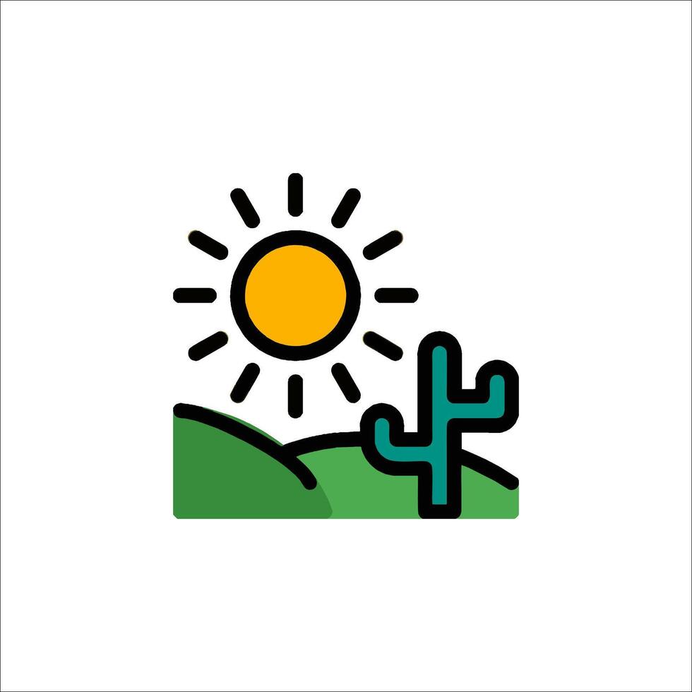 A cactus and sun icon on a white background vector