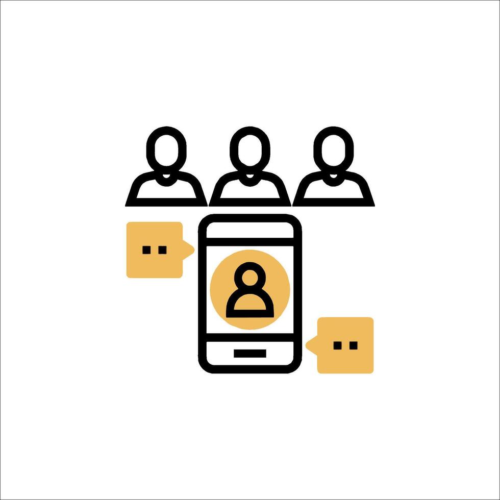 A group of people are sitting around a phone vector