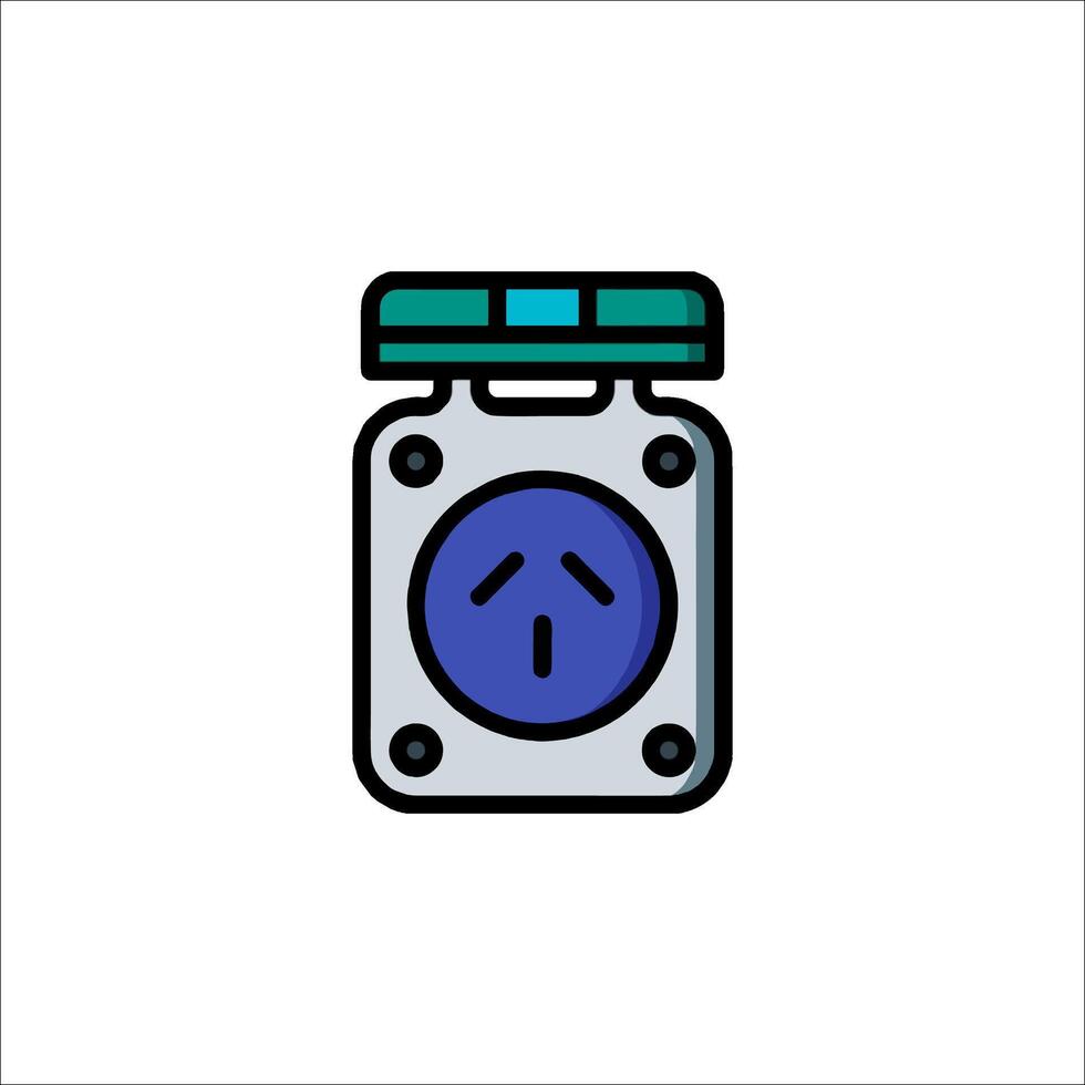 A blue and green plug icon on a white background vector