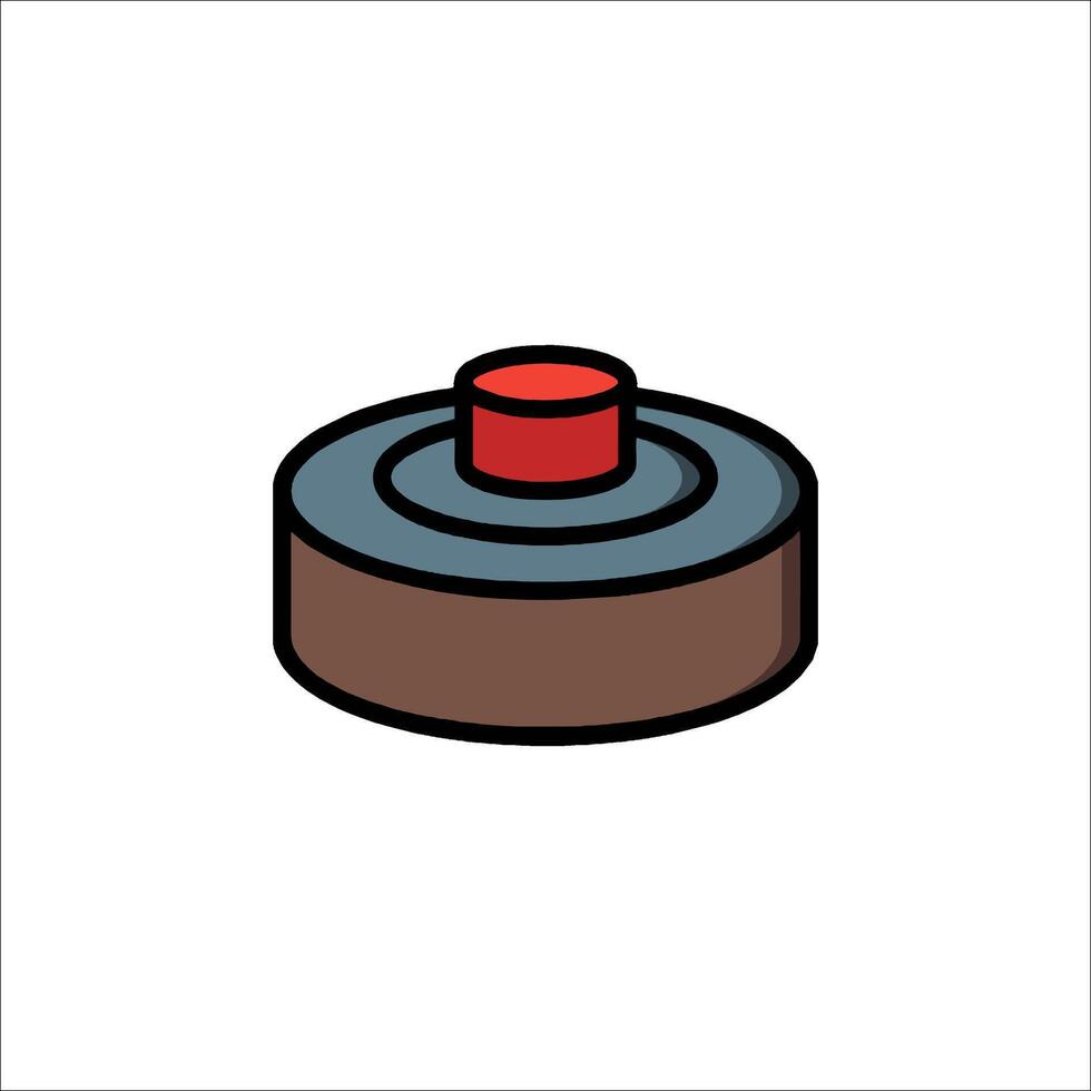 A red button on top of a black object vector