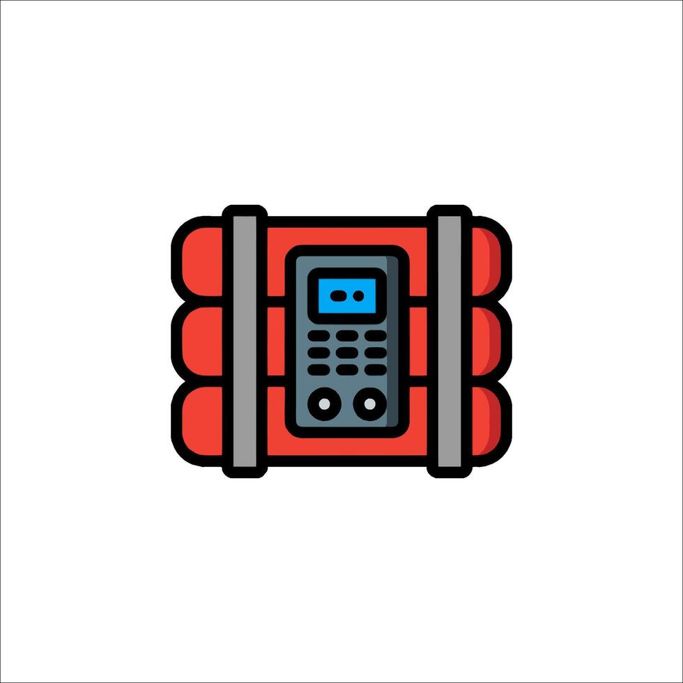 A red and black bomb with a phone inside vector