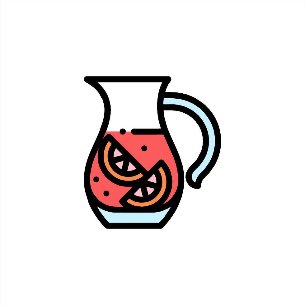 A pitcher of juice with a slice of orange in it vector