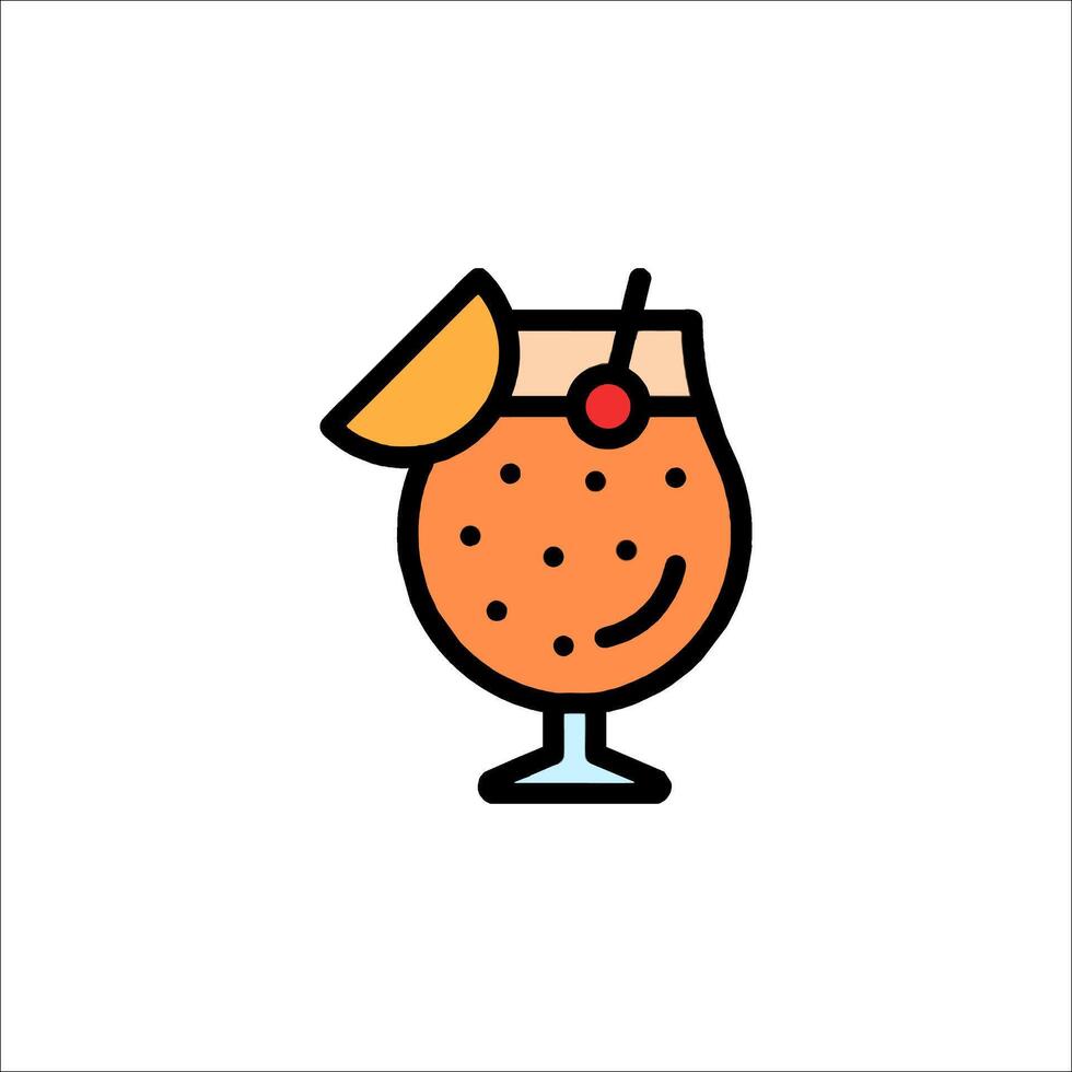 A drink with a slice of orange and a cherry on top vector