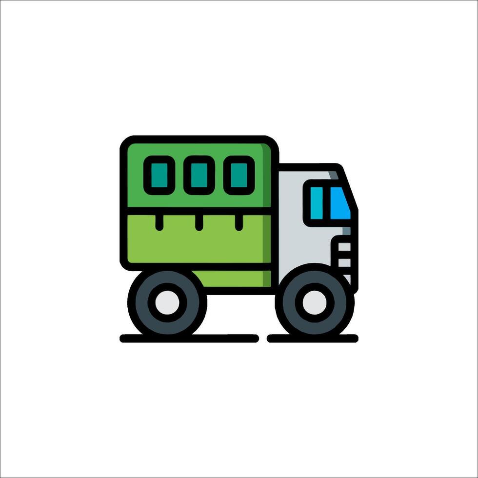 A truck icon with a green and blue color scheme vector