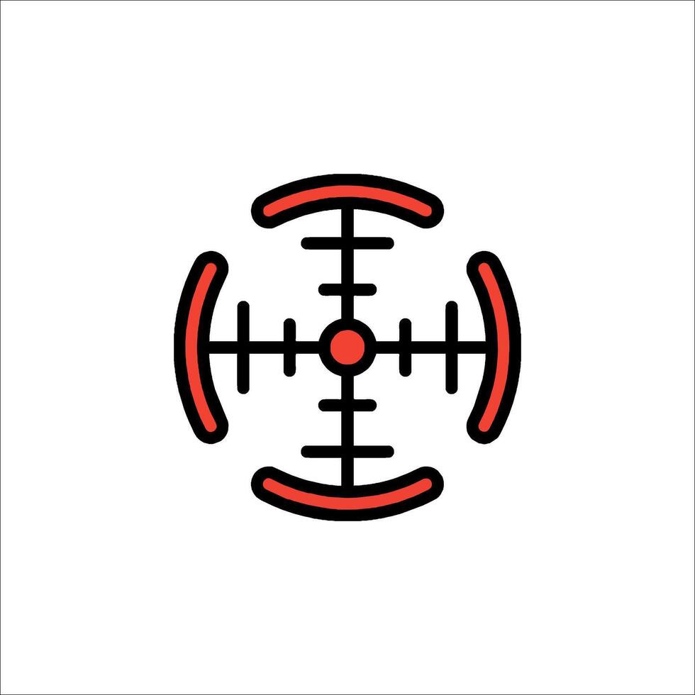 A red crosshair icon on a white background vector