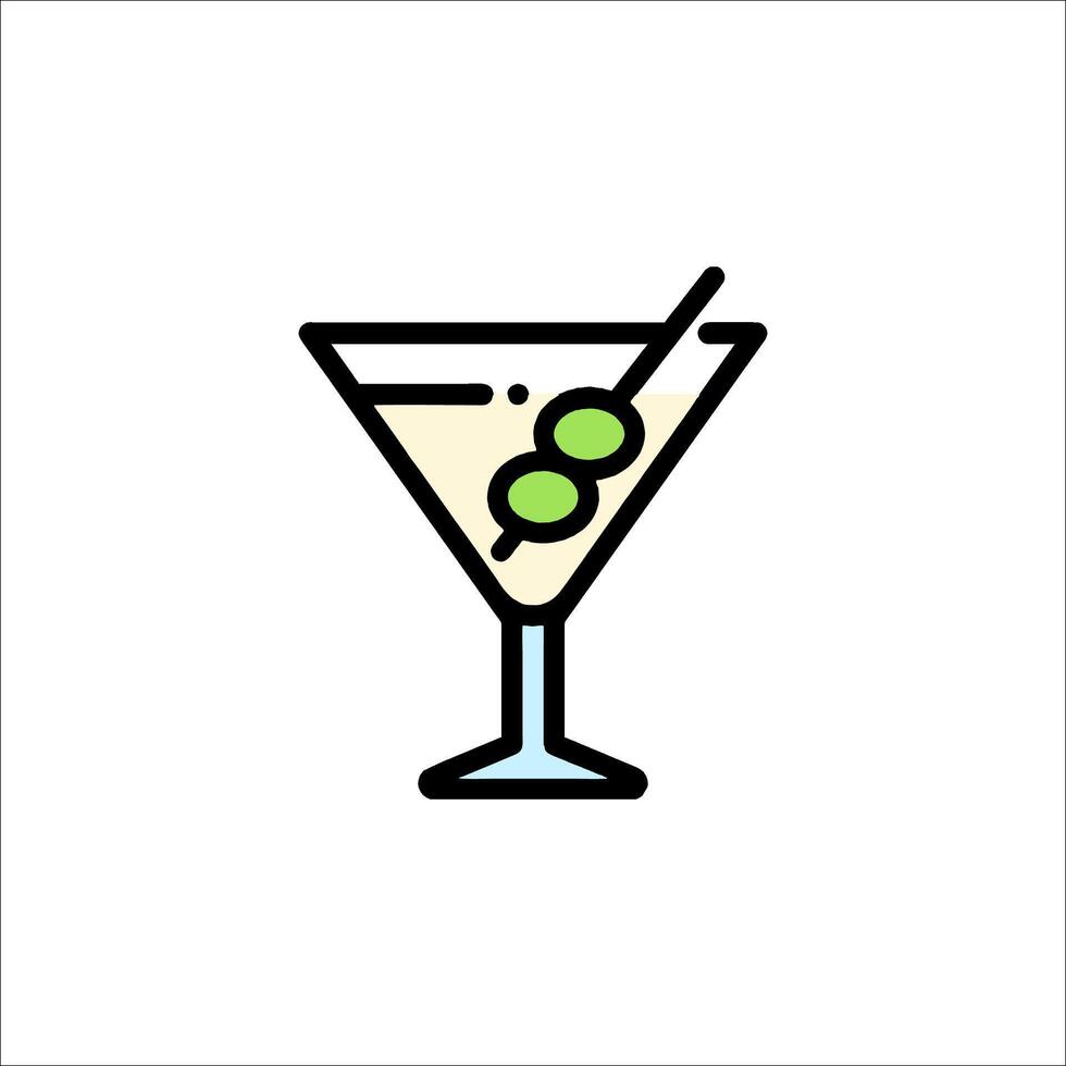 A martini glass with olives on top vector