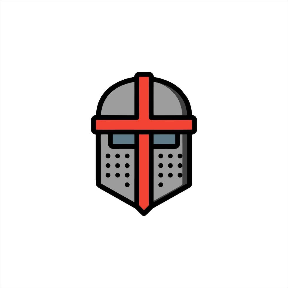 A knight helmet with red cross on it vector