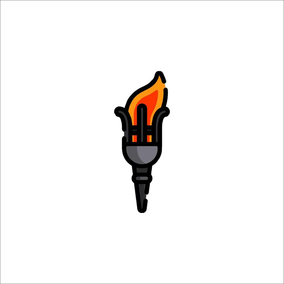 A torch with a flame on it is shown in a flat style vector