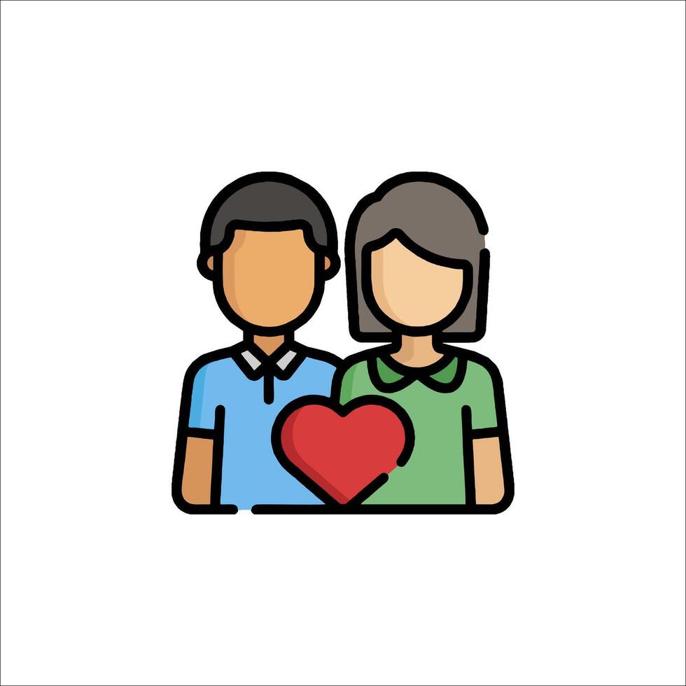 Couple holding heart icon, illustration vector