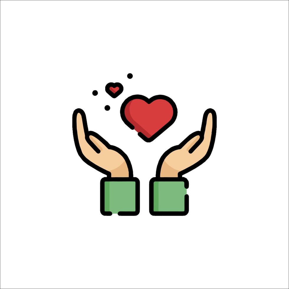 Hands holding a heart icon vector