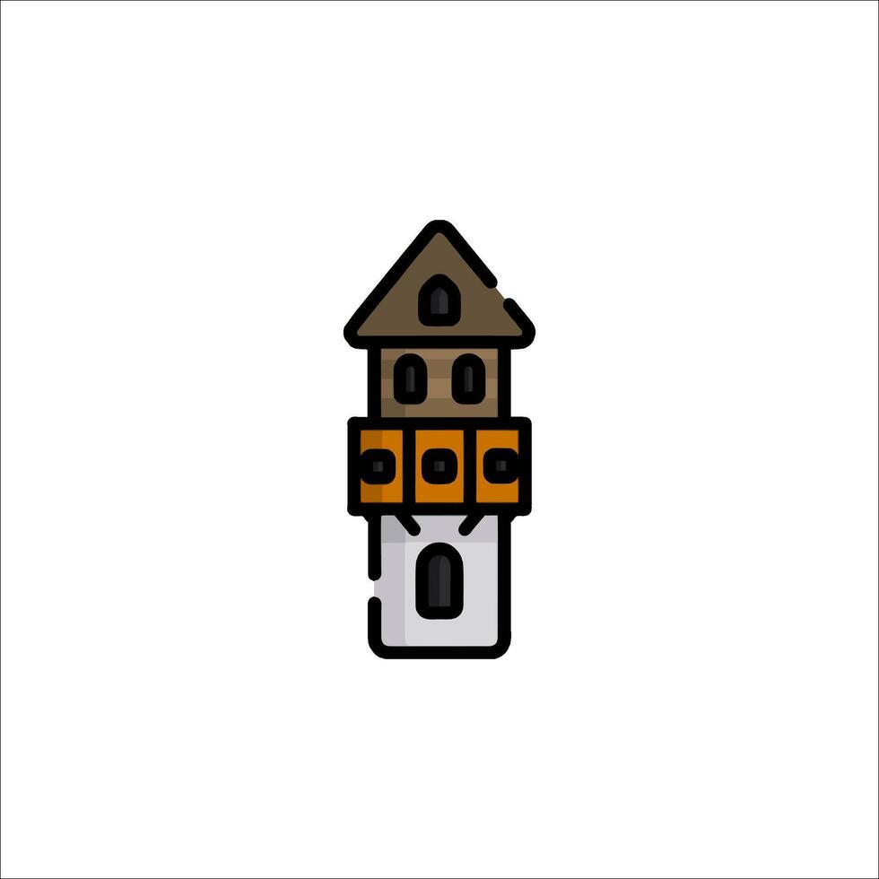 A small tower with a clock on top vector