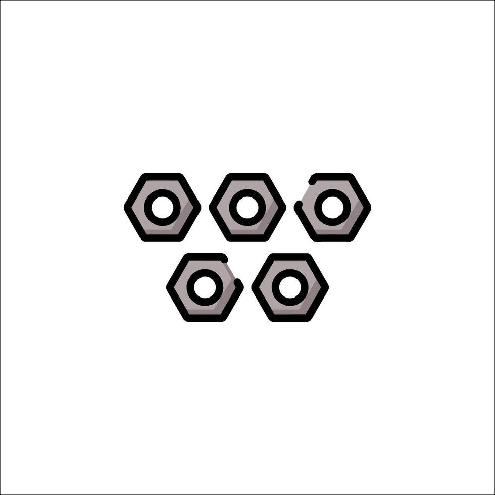 A group of four hex nuts on a white background vector