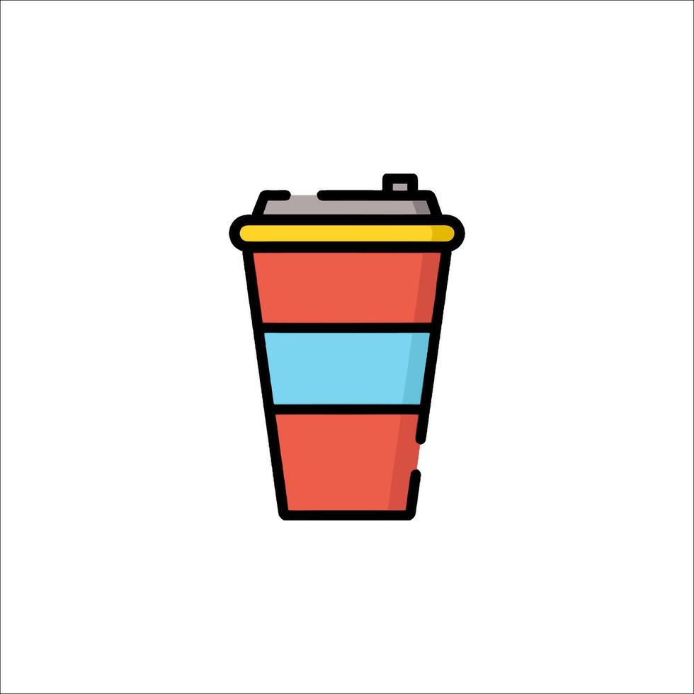 A red and blue cup with a straw on top vector