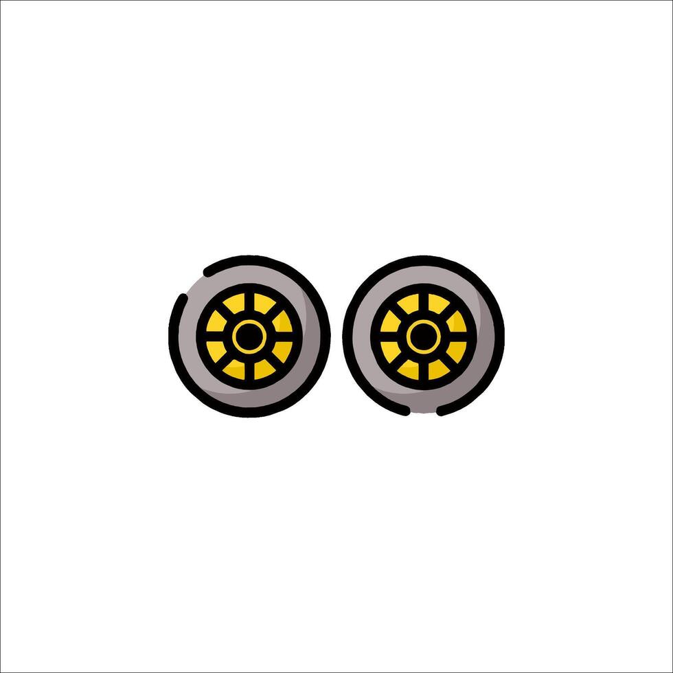 Two wheels with yellow and black spokes vector