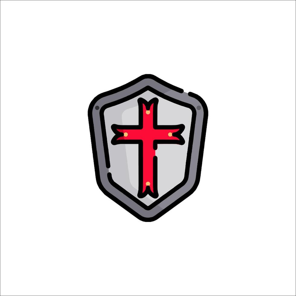 A shield with a cross on it vector
