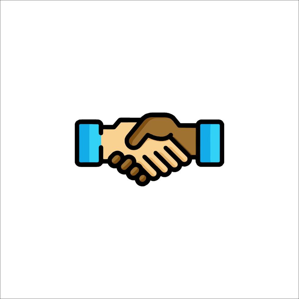 Two people shaking hands on a white background vector