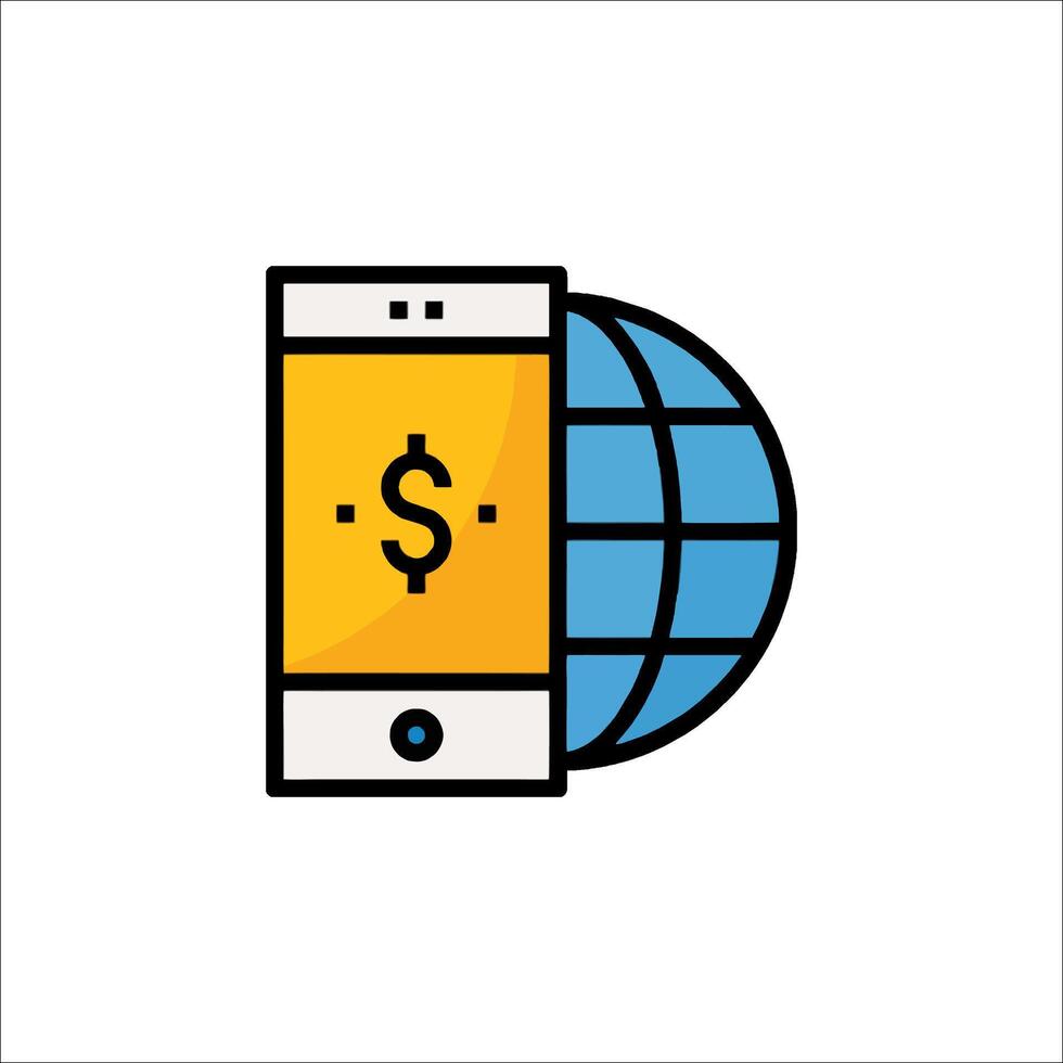 Mobile phone and globe icon illustration vector