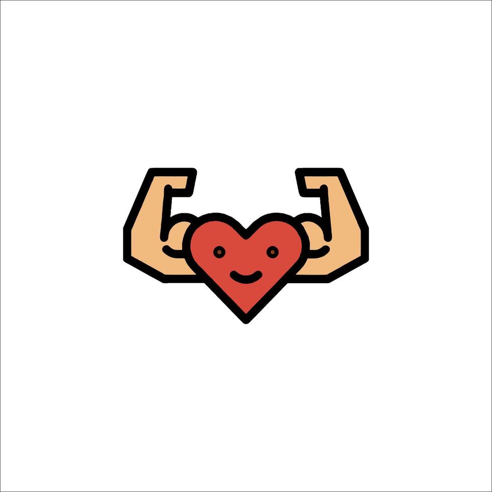 A cartoon heart with two hands holding it up vector