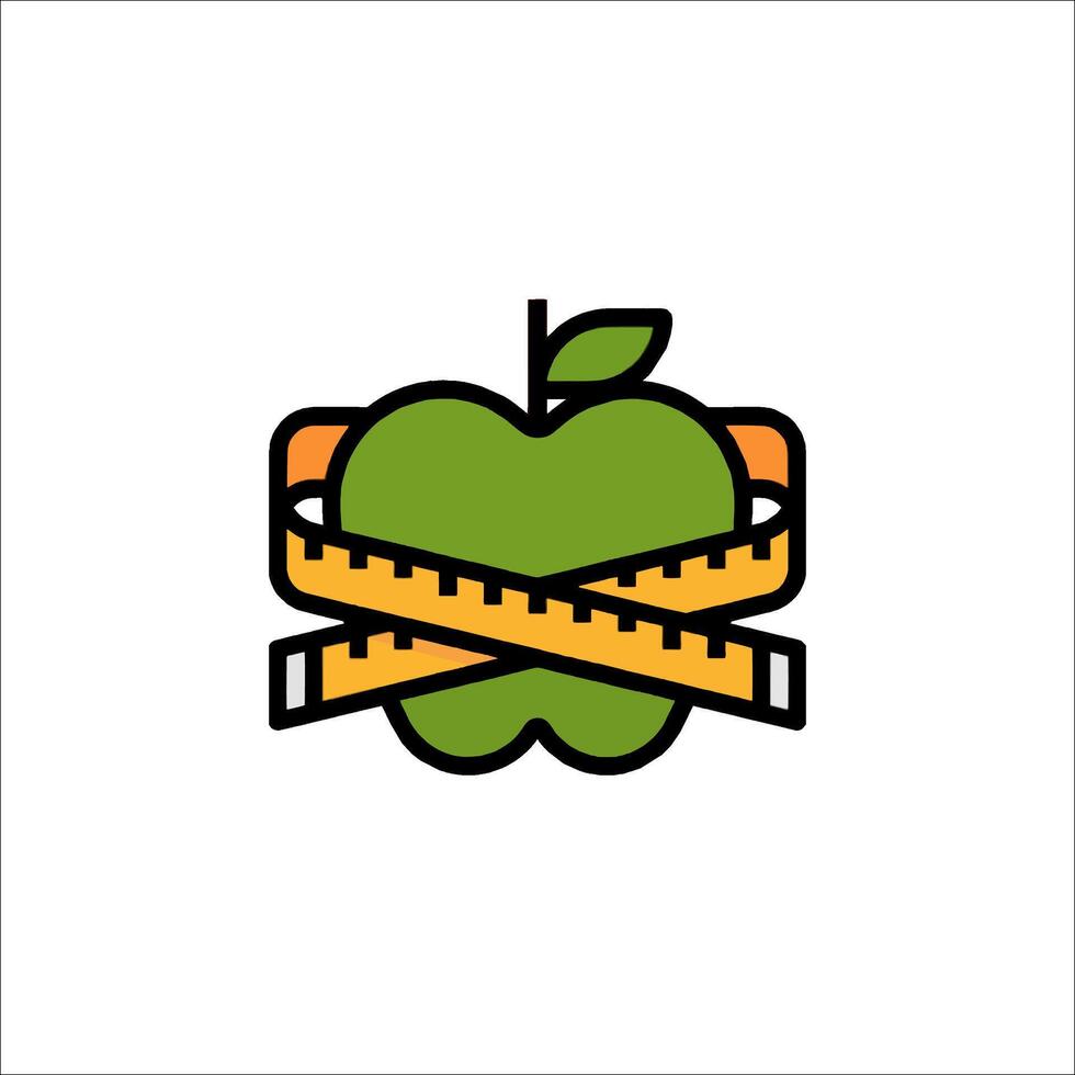 An apple with a measuring tape around it vector