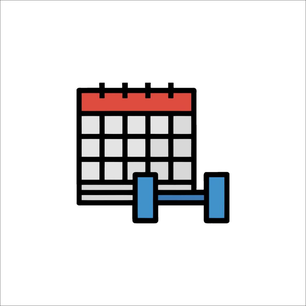 Calendar icon with barbell and weights vector
