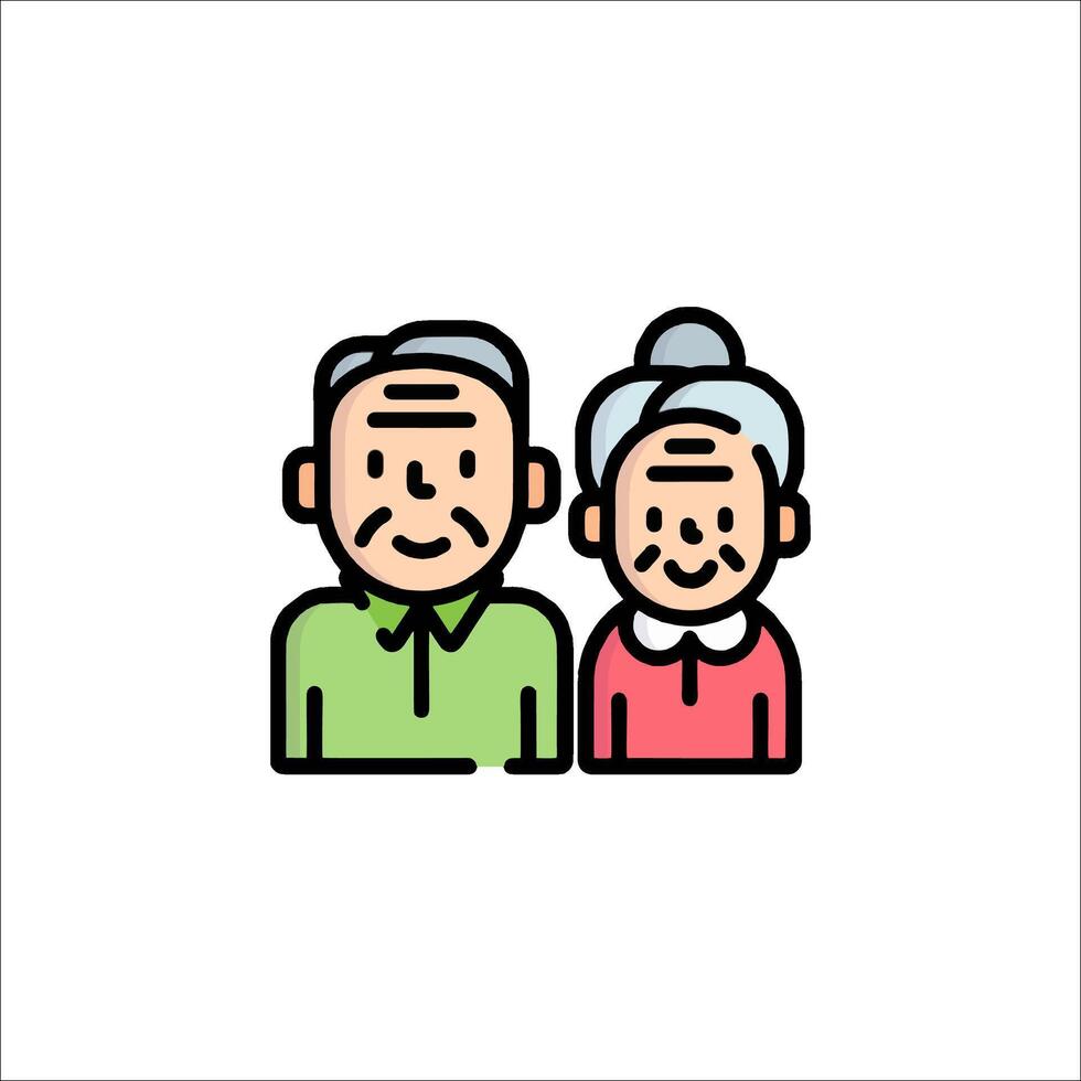 An elderly couple icon in a flat style vector