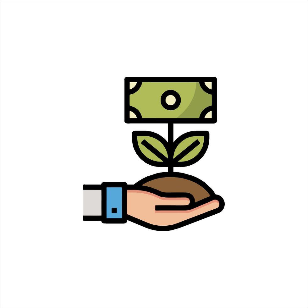 Hand holding money plant icon vector