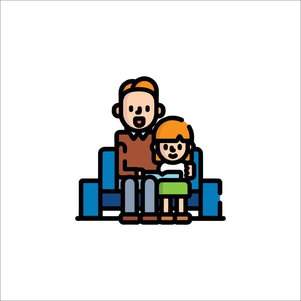A man and a girl sitting on a couch vector