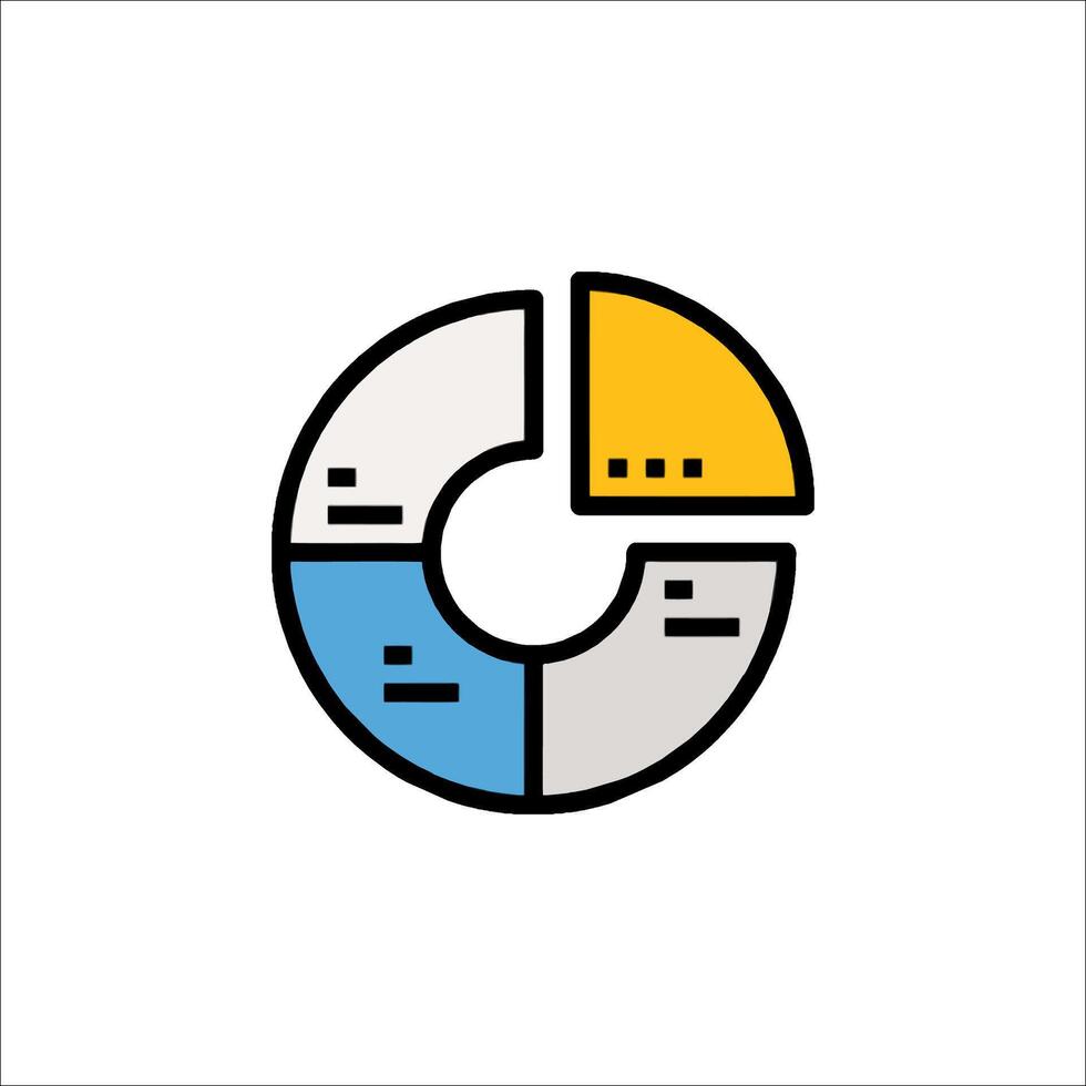 A colorful circle with a yellow and blue line vector