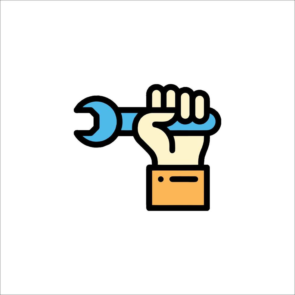 Hand holding wrench icon illustration vector