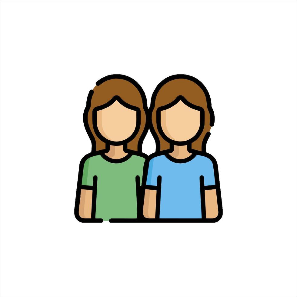 Two people icon in a flat style vector