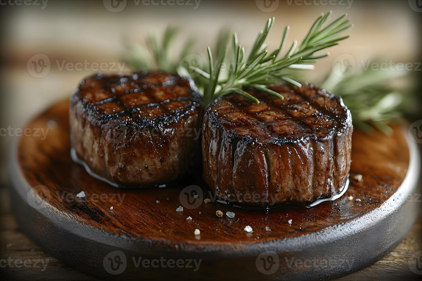 Gourmet Grilled Steak with Rosemary Garnish for Culinary Perfection and Dining Inspiration photo