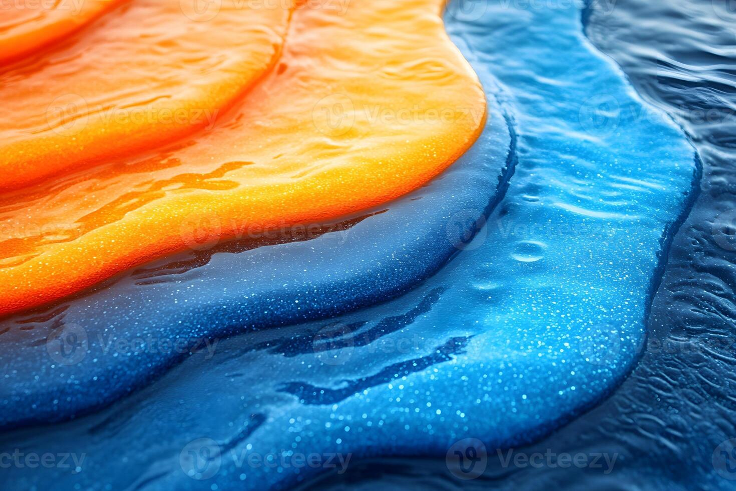 Vibrant Abstract Layers in Blue and Orange for Design and Print photo