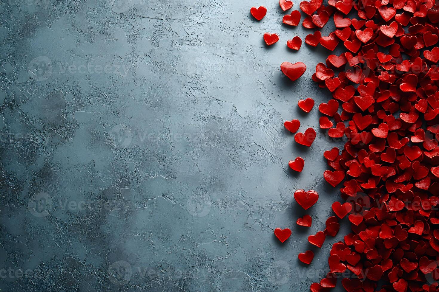 Red Heart Decorations on Textured Surface for Valentine's Day Design and Romance-Themed Projects photo